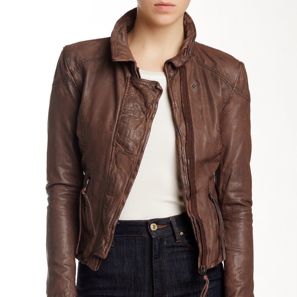 Muubaa NWT Galaxi Leather Biker Jacket Blush